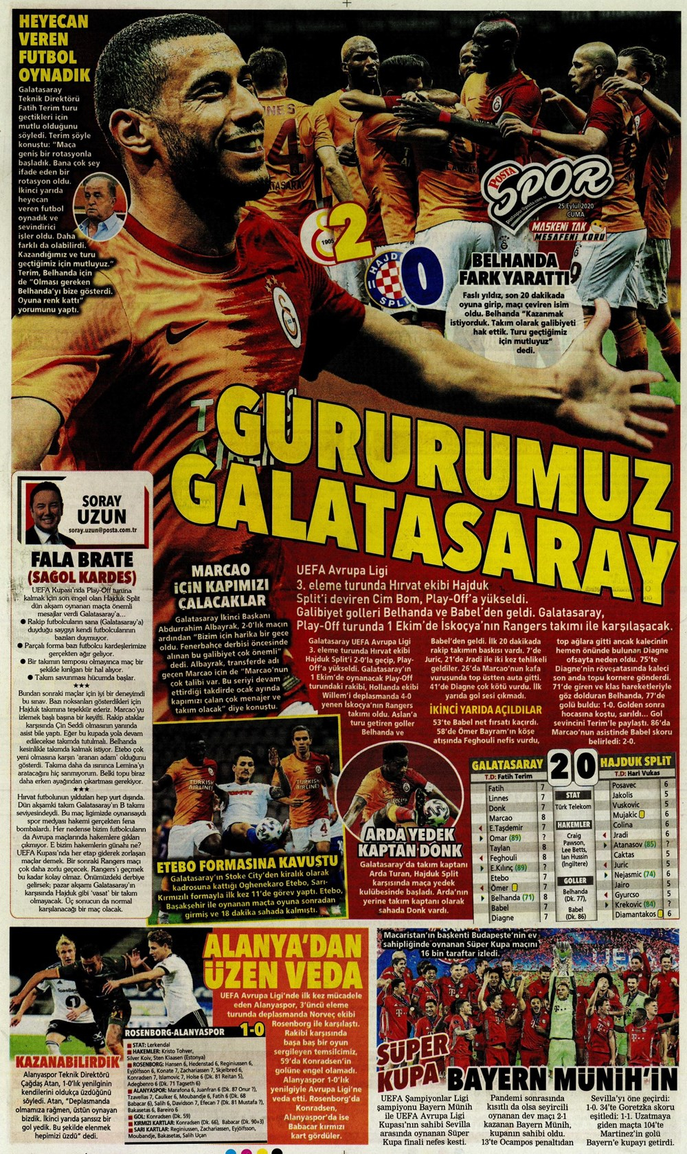 25 Eylül spor manşetleri | 25 Eylül spor gazetesi sayfaları 16