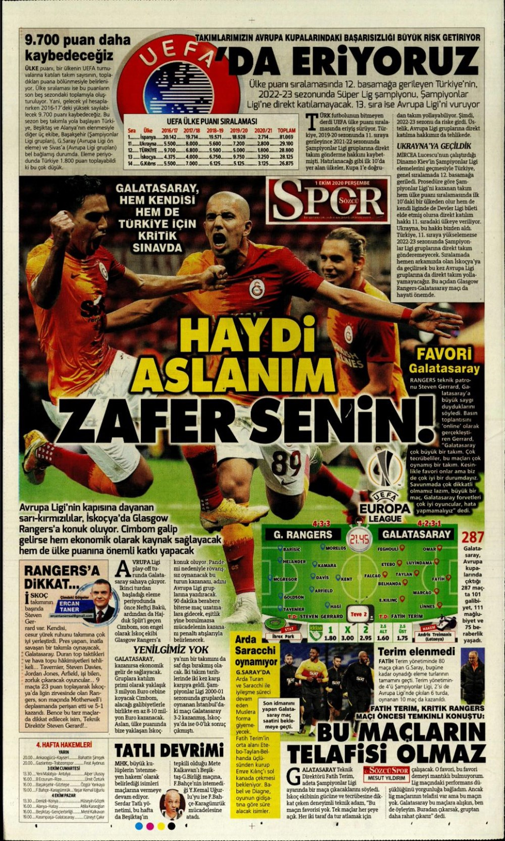 1 Ekim spor manşetleri | 1 Ekim spor gazetesi sayfaları 3