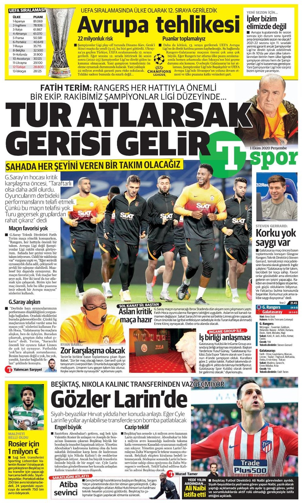 1 Ekim spor manşetleri | 1 Ekim spor gazetesi sayfaları 4