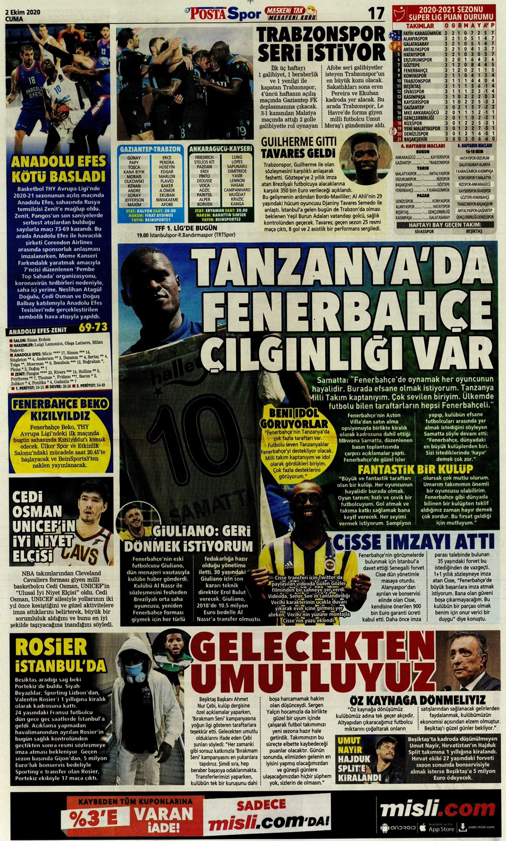 2 Ekim spor manşetleri | 2 Ekim spor gazetesi sayfaları 3