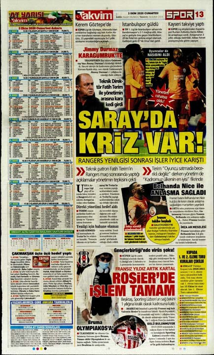 3 Ekim spor manşetleri | 3 Ekim spor gazetesi sayfaları 29