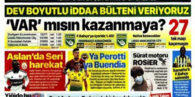 3 Ekim spor manşetleri | 3 Ekim spor gazetesi sayfaları