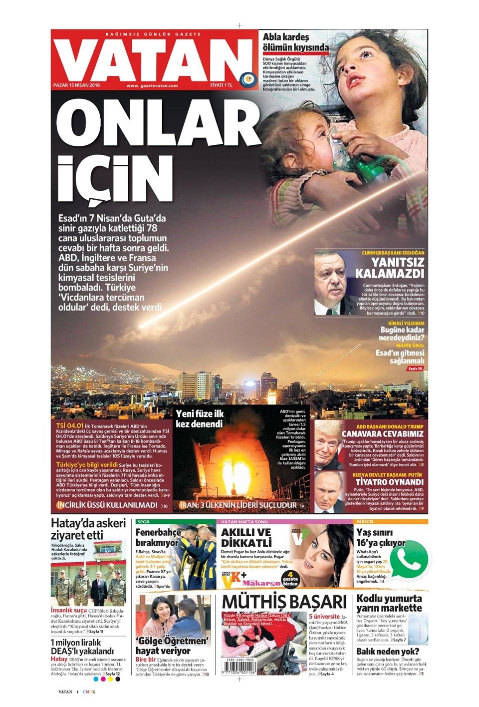 15 Nisan 2018 Gazete manşetleri - Habertürk, Sabah, Hürriyet, Sözcü 12