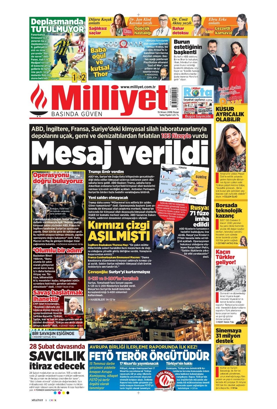 15 Nisan 2018 Gazete manşetleri - Habertürk, Sabah, Hürriyet, Sözcü 4