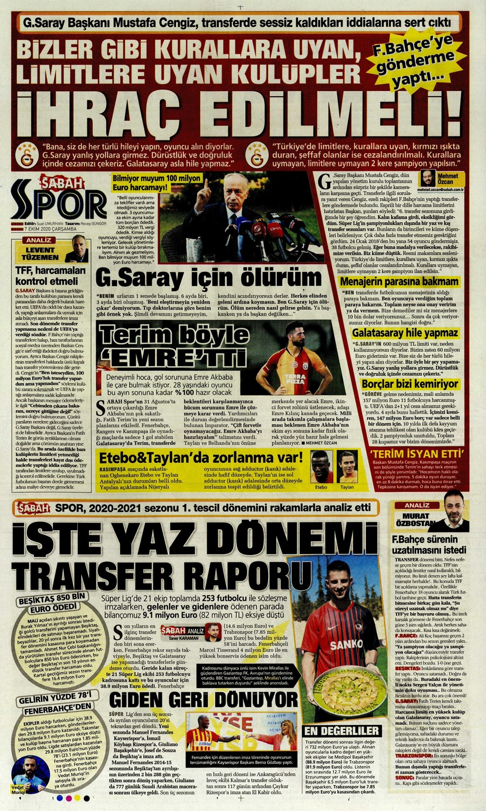 7 Ekim spor manşetleri | 7 Ekim spor gazetesi sayfaları 5