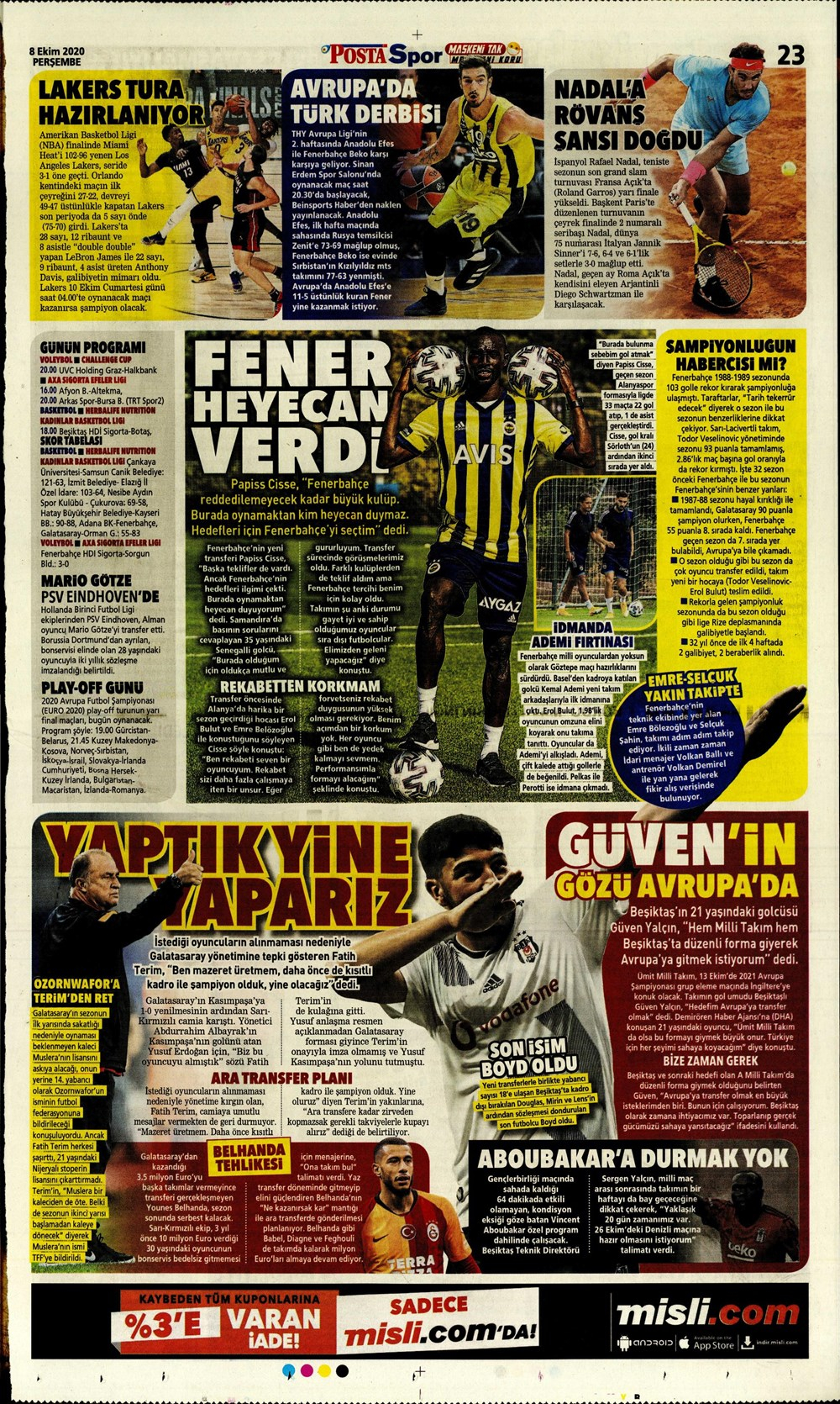 8 Ekim spor manşetleri | 8 Ekim spor gazetesi sayfaları 19