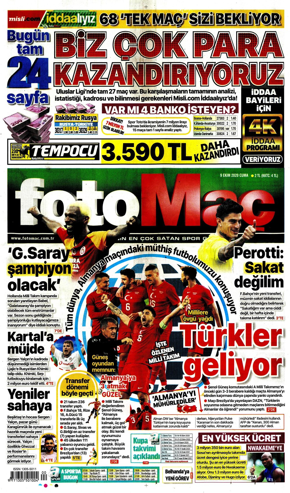 9 Ekim spor manşetleri | 9 Ekim spor gazetesi sayfaları 15