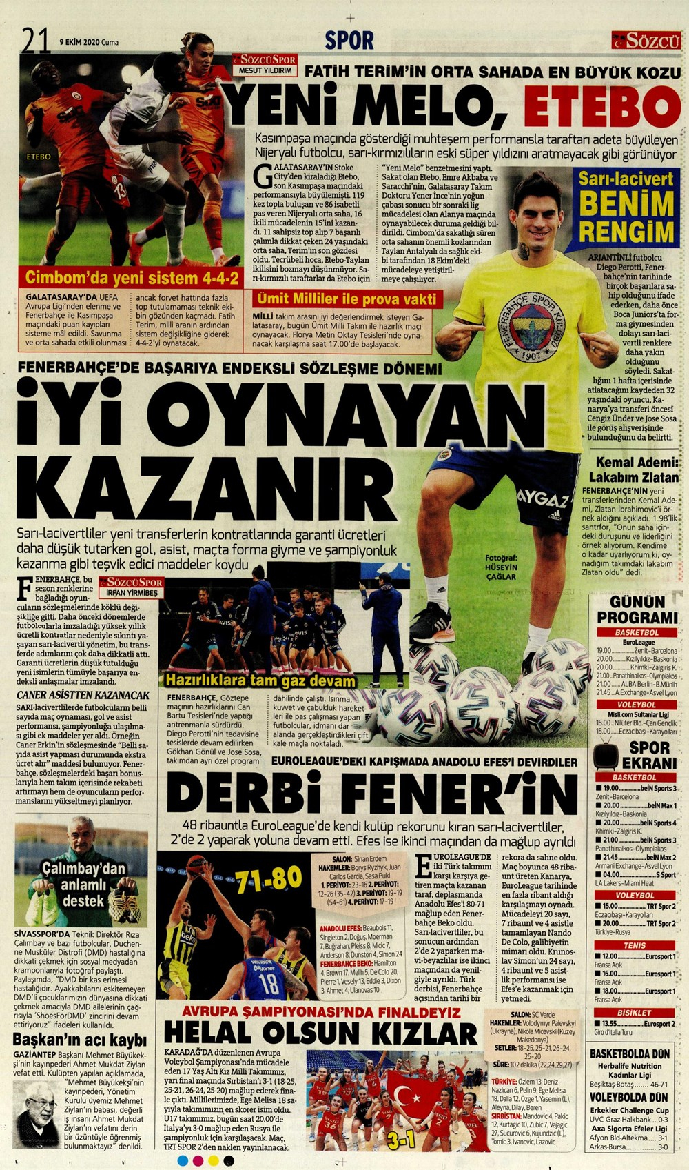 9 Ekim spor manşetleri | 9 Ekim spor gazetesi sayfaları 9