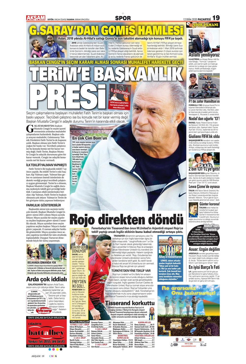 12 Ekim spor manşetleri | 12 Ekim spor gazetesi sayfaları 14