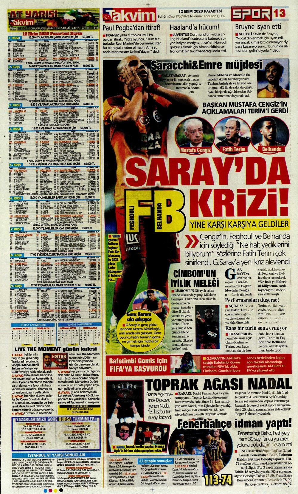 12 Ekim spor manşetleri | 12 Ekim spor gazetesi sayfaları 24