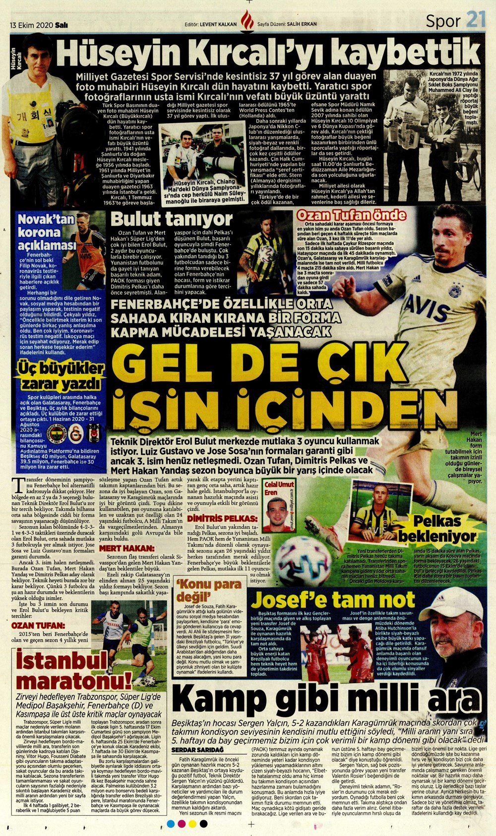 13 Ekim spor manşetleri | 13 Ekim spor gazetesi sayfaları 8