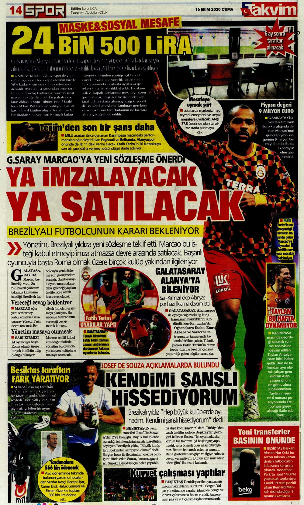 16 Ekim spor manşetleri | 16 Ekim spor gazetesi sayfaları 1