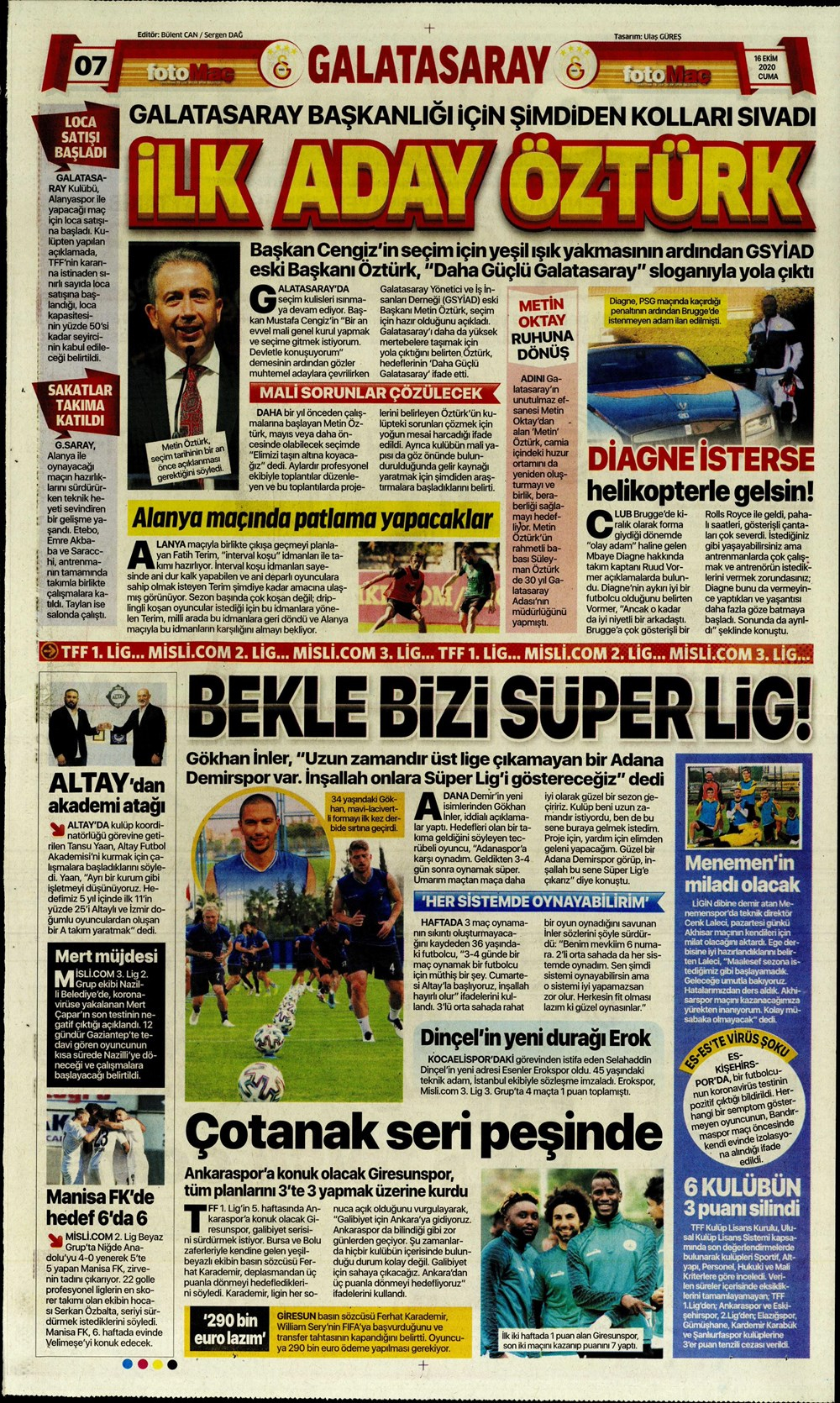 16 Ekim spor manşetleri | 16 Ekim spor gazetesi sayfaları 11