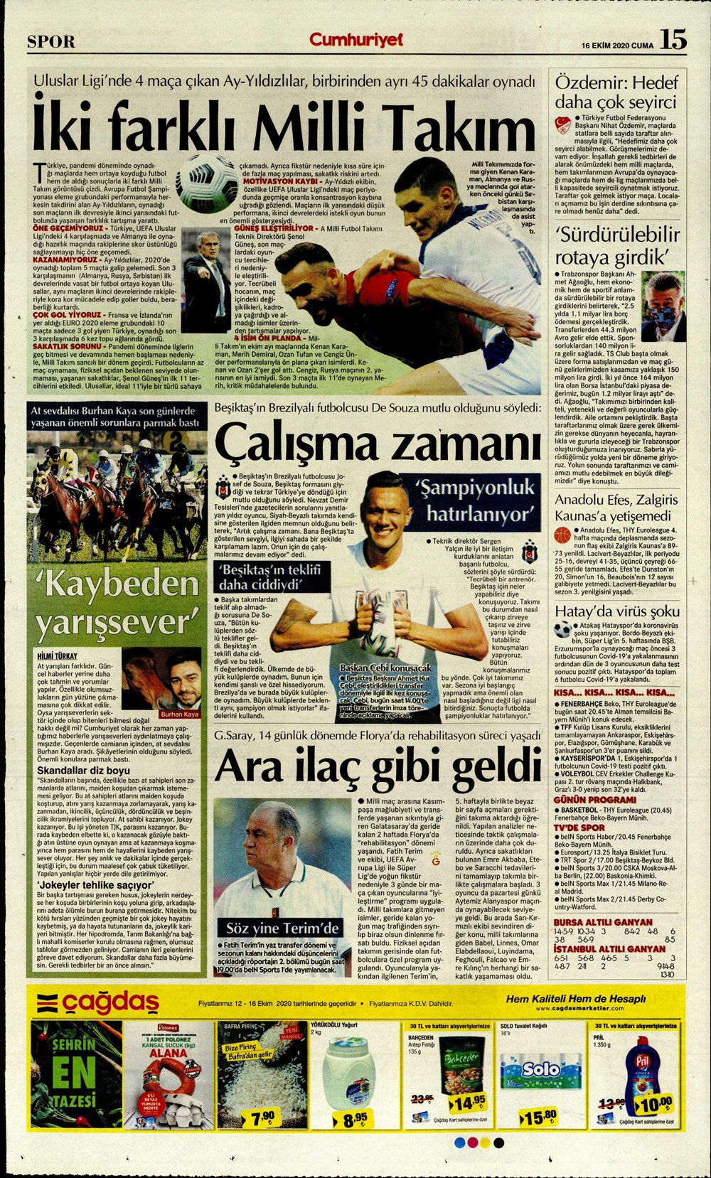 16 Ekim spor manşetleri | 16 Ekim spor gazetesi sayfaları 13