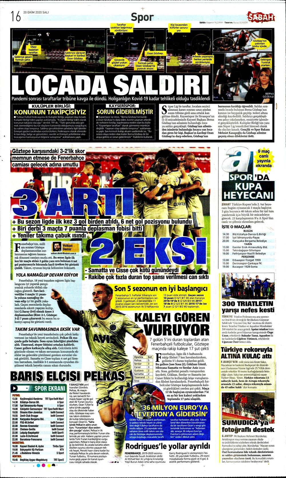 20 Ekim spor manşetleri | 20 Ekim spor gazetesi sayfaları 1