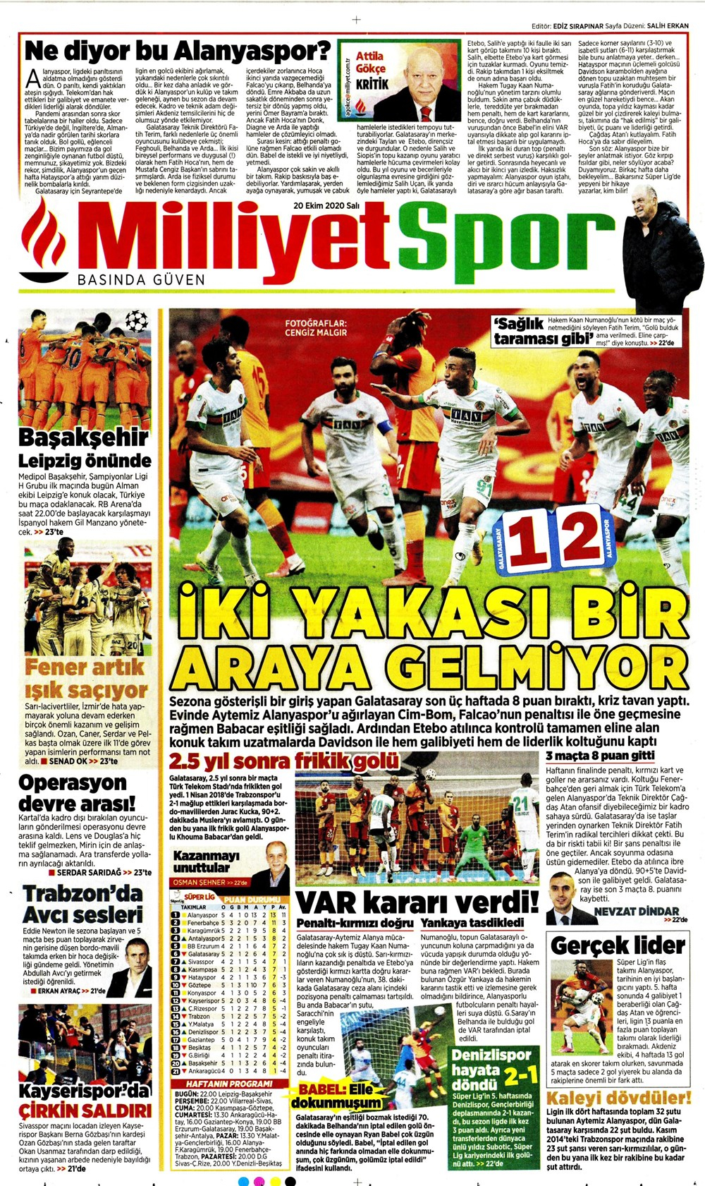 20 Ekim spor manşetleri | 20 Ekim spor gazetesi sayfaları 14