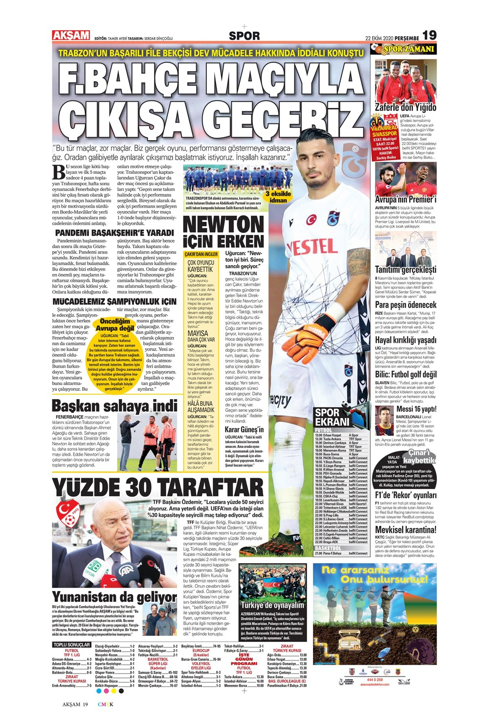 22 Ekim spor manşetleri | 22 Ekim spor gazetesi sayfaları 3