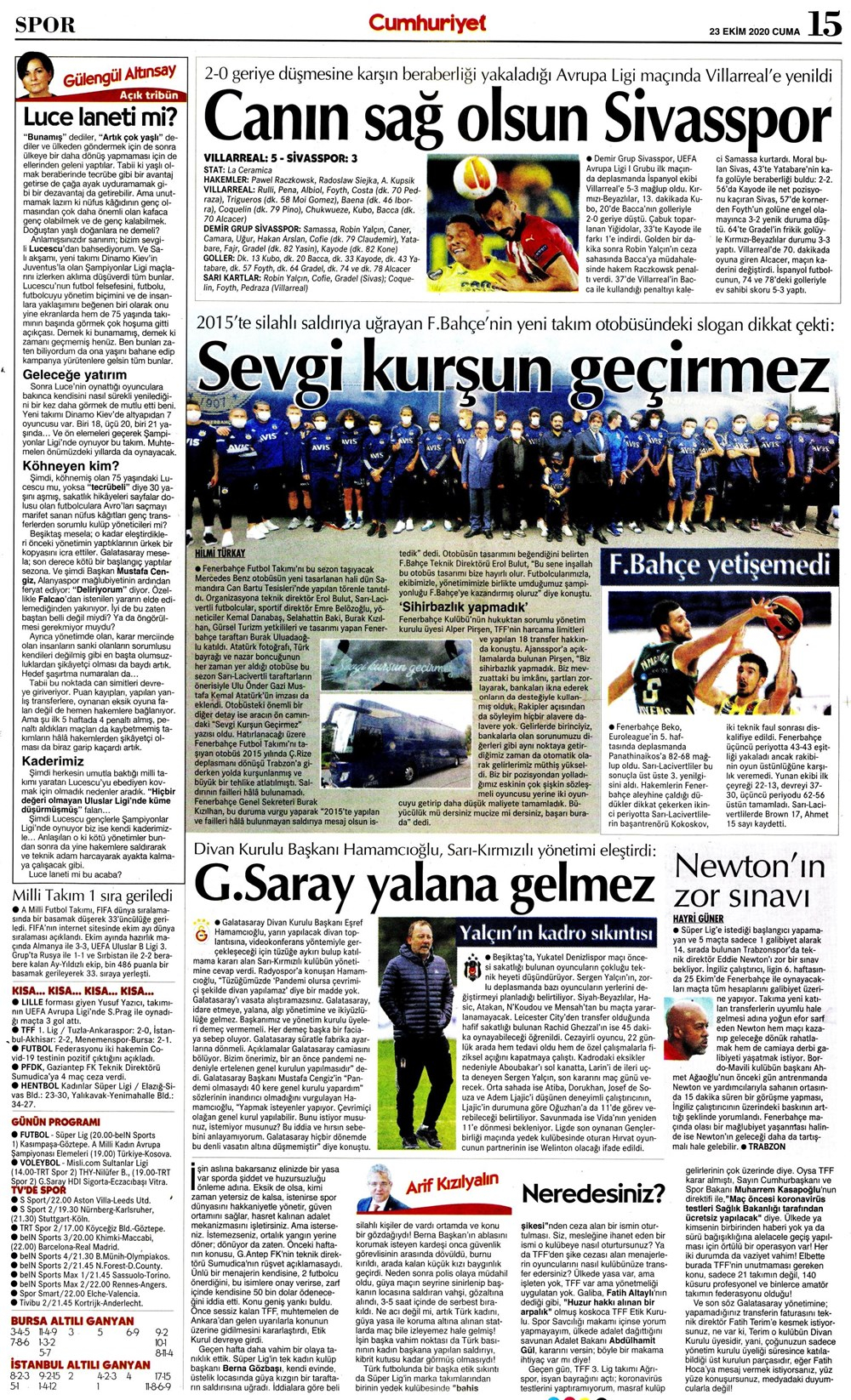 23 Ekim spor manşetleri | 23 Ekim spor gazetesi sayfaları 16