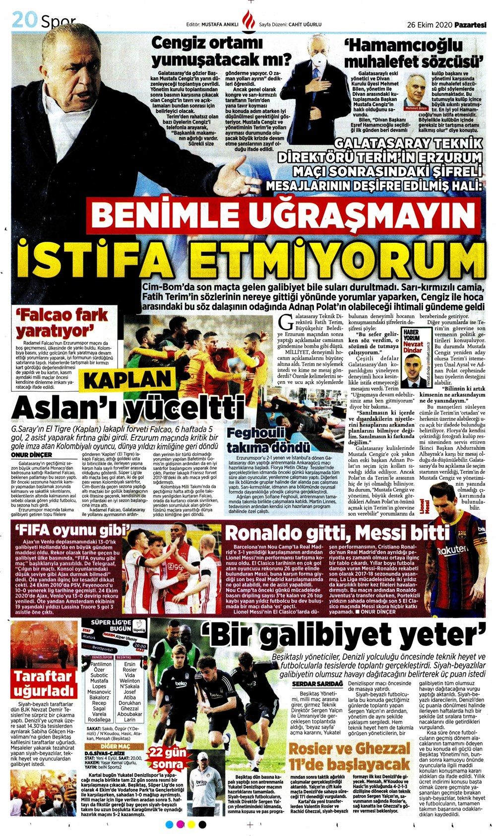 26 Ekim spor manşetleri | 26 Ekim 2020 spor gazetesi sayfaları 10