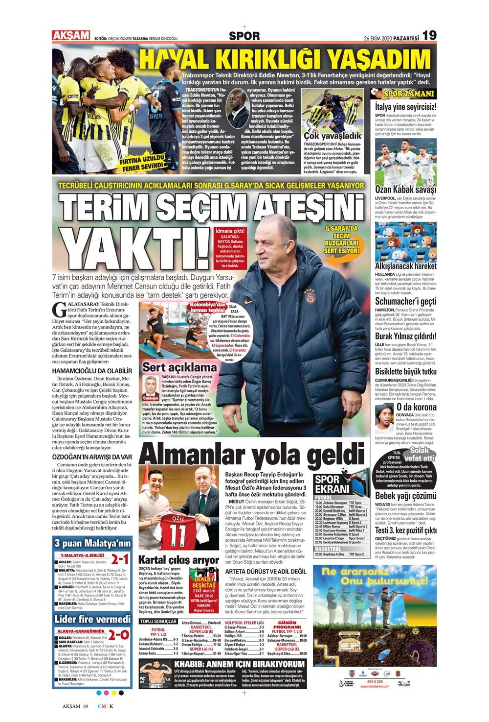 26 Ekim spor manşetleri | 26 Ekim 2020 spor gazetesi sayfaları 12