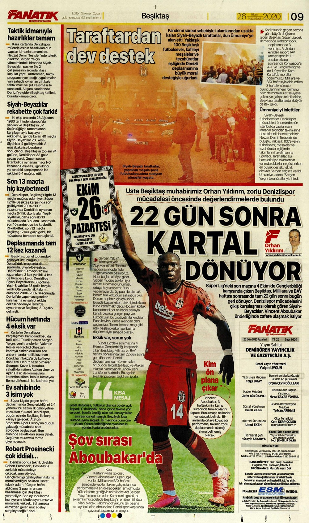 26 Ekim spor manşetleri | 26 Ekim 2020 spor gazetesi sayfaları 20