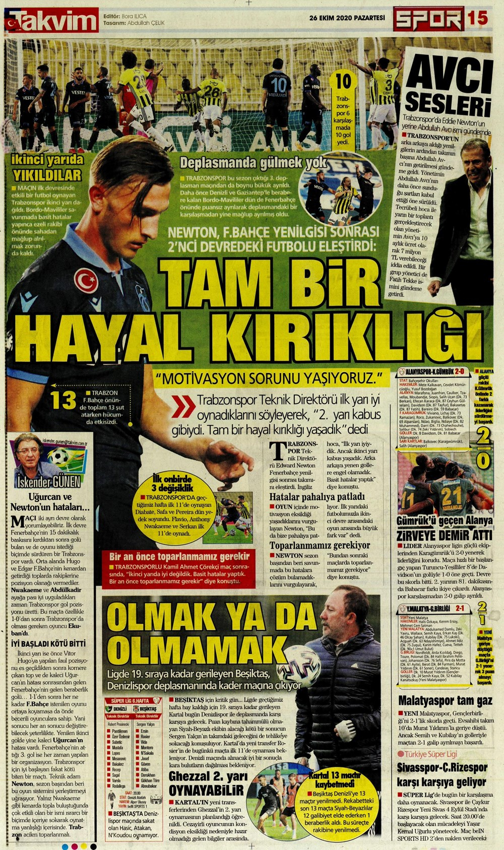 26 Ekim spor manşetleri | 26 Ekim 2020 spor gazetesi sayfaları 5