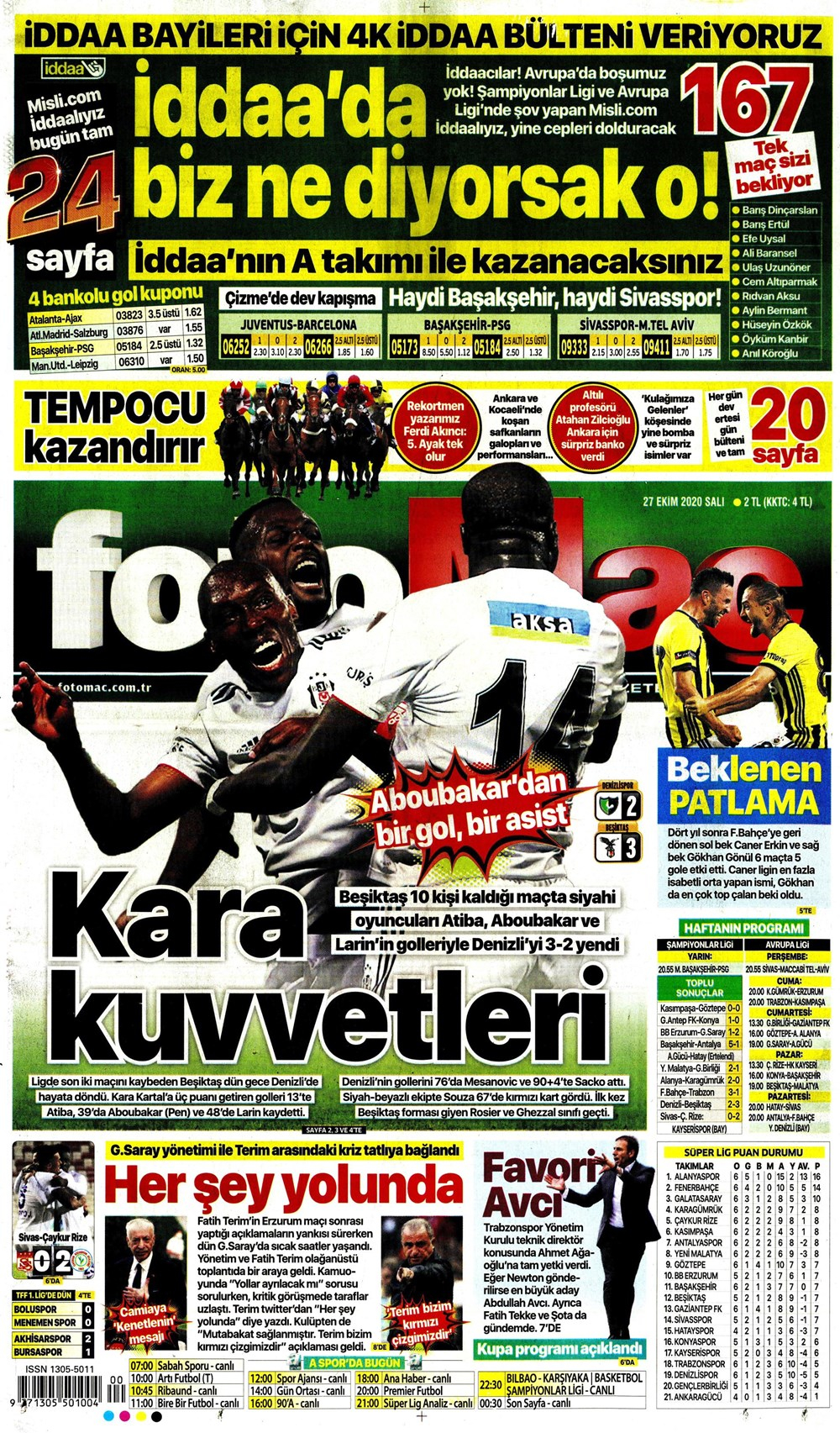 27 Ekim spor manşetleri | 27 Ekim spor gazetesi sayfaları 1