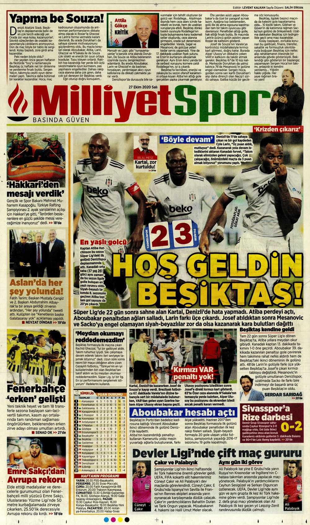 27 Ekim spor manşetleri | 27 Ekim spor gazetesi sayfaları 29