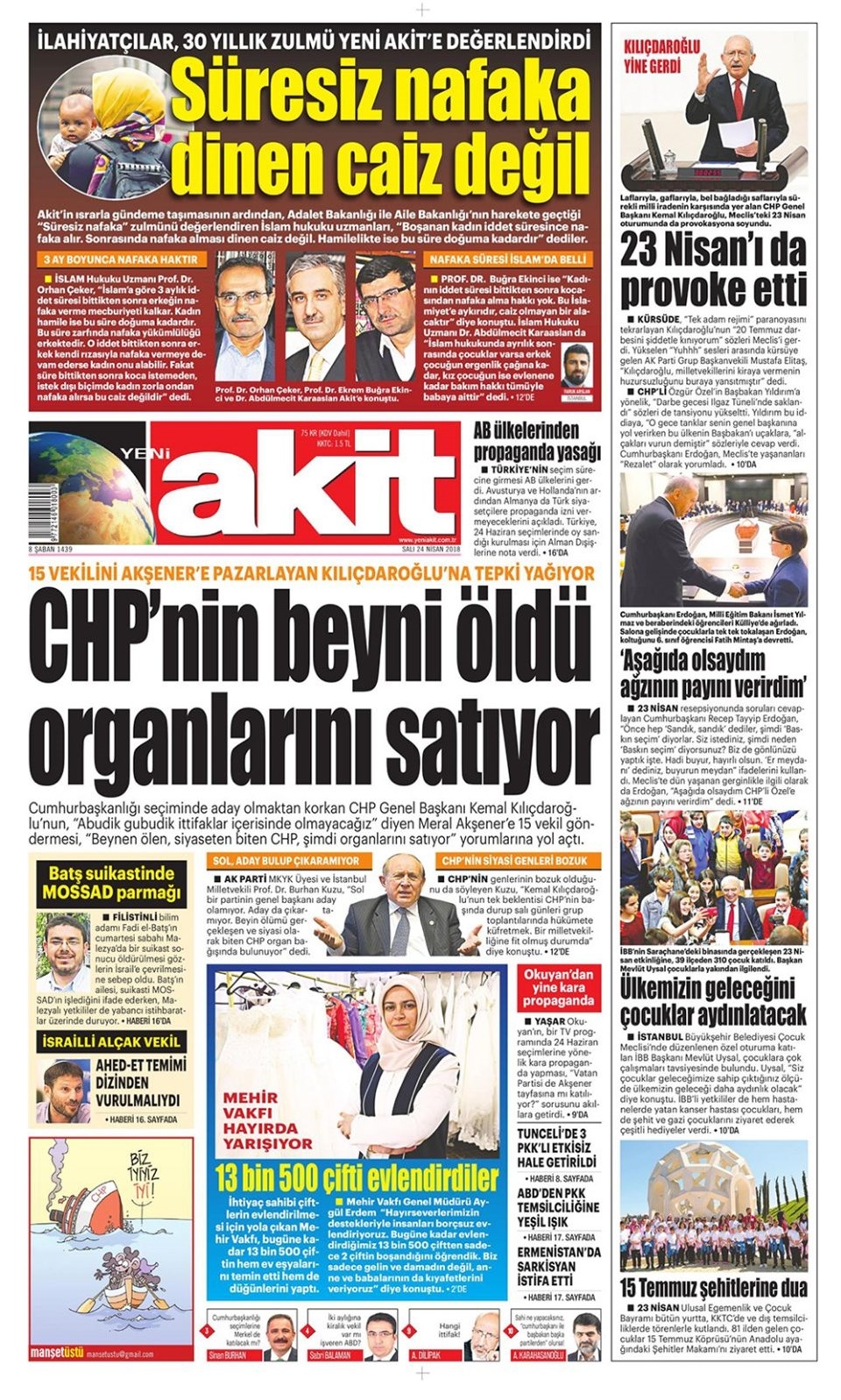 Gazete manşetleri 24 Nisan 2018 - Sabah, Habertürk, Sözcü, Hürriyet 15