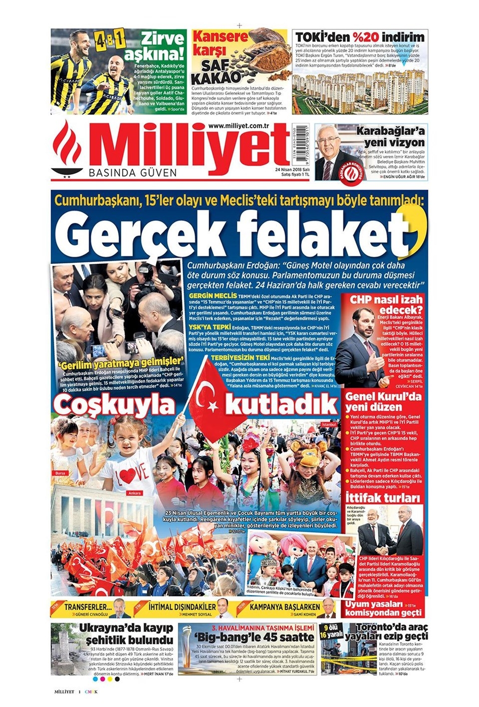 Gazete manşetleri 24 Nisan 2018 - Sabah, Habertürk, Sözcü, Hürriyet 3