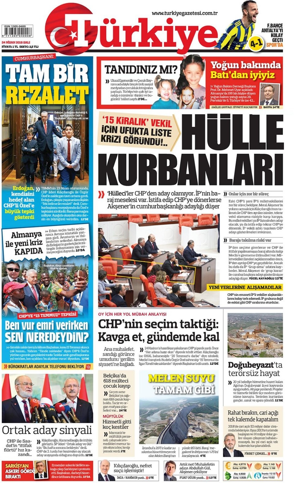 Gazete manşetleri 24 Nisan 2018 - Sabah, Habertürk, Sözcü, Hürriyet 5