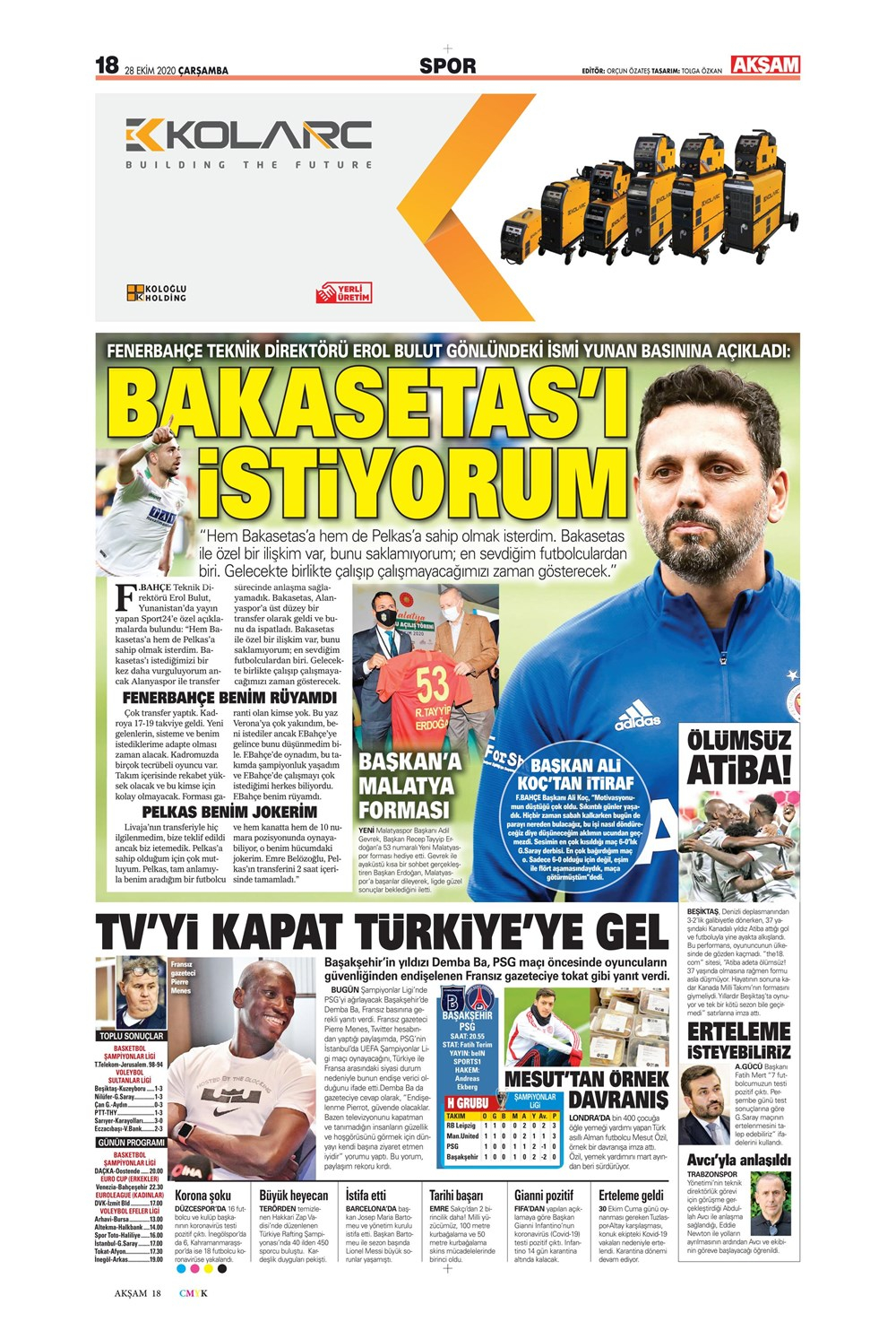 28 Ekim spor manşetleri | 28 Ekim spor gazetesi sayfaları 11