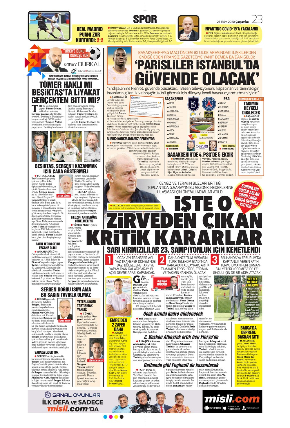 28 Ekim spor manşetleri | 28 Ekim spor gazetesi sayfaları 17