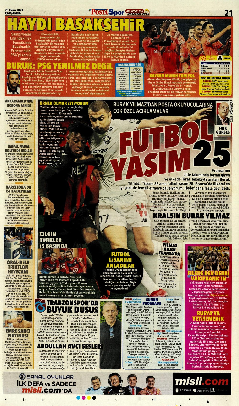 28 Ekim spor manşetleri | 28 Ekim spor gazetesi sayfaları 26