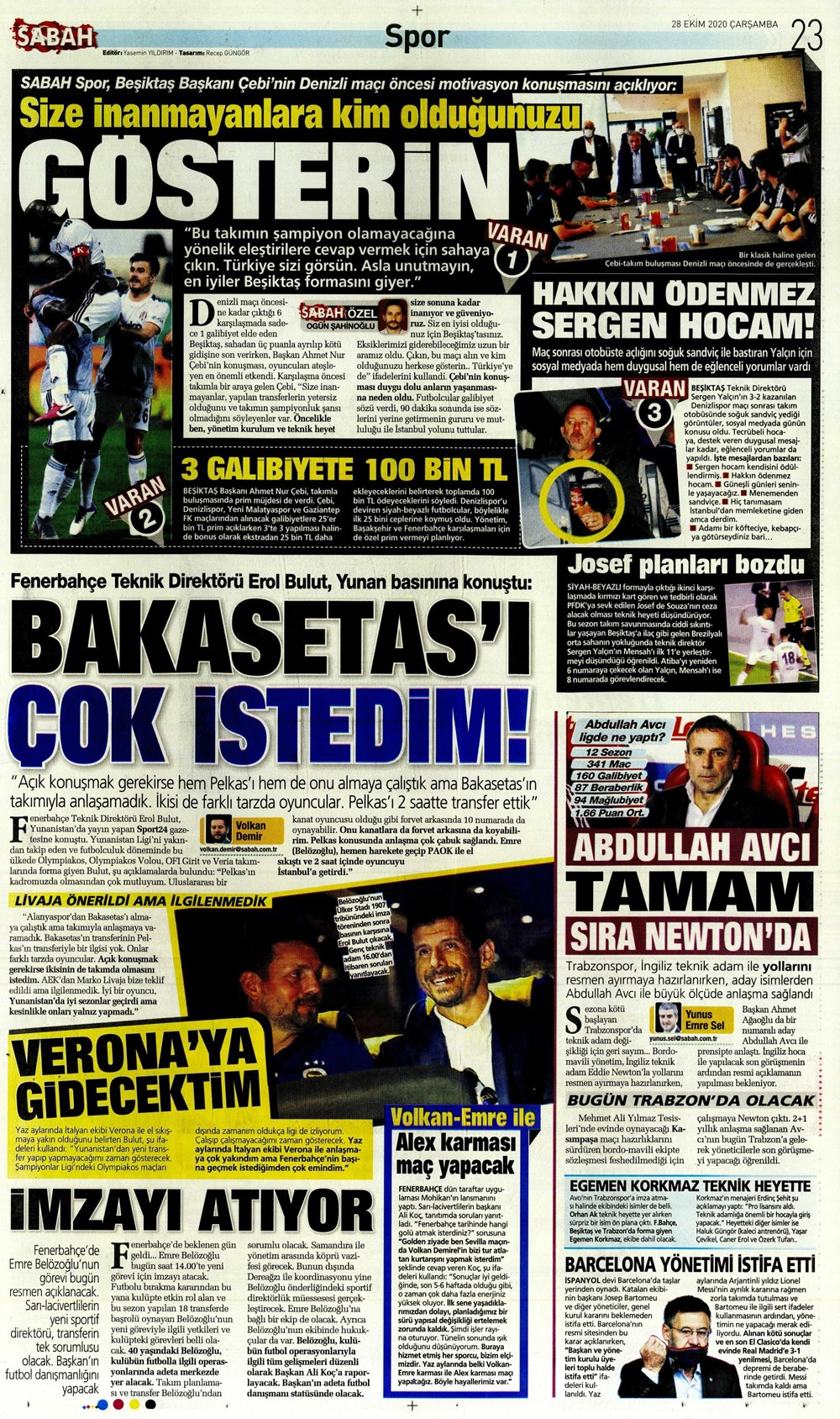 28 Ekim spor manşetleri | 28 Ekim spor gazetesi sayfaları 5