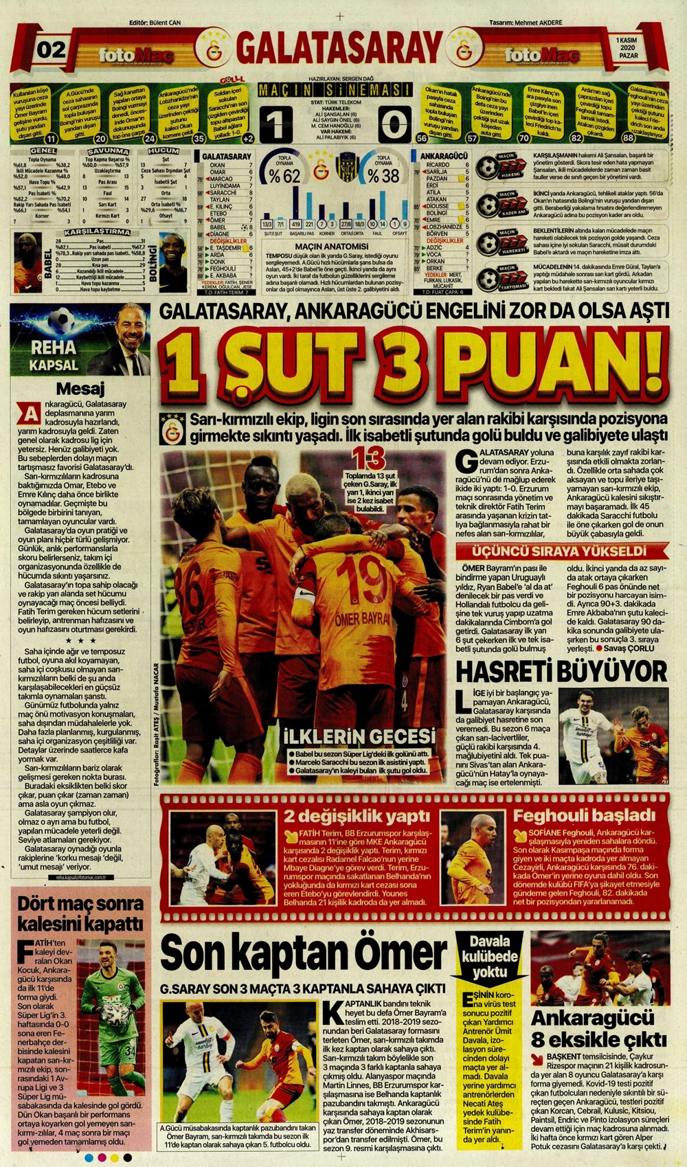 1 Kasım spor manşetleri | 1 Kasım spor gazetesi sayfaları 13