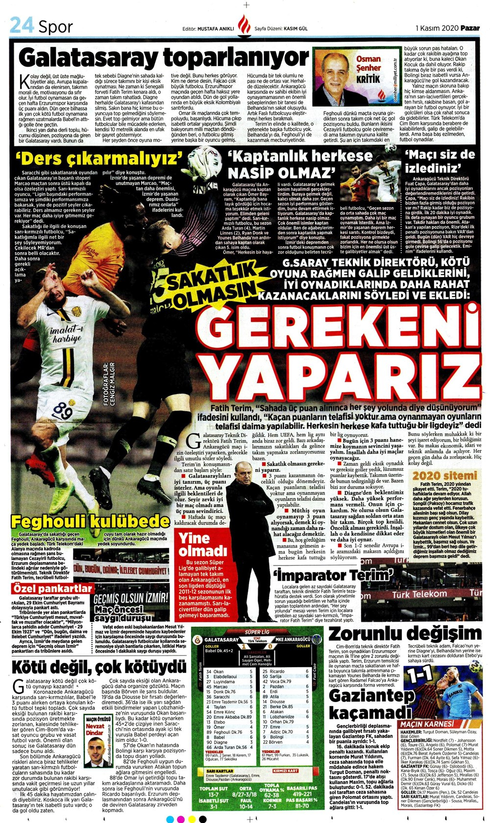 1 Kasım spor manşetleri | 1 Kasım spor gazetesi sayfaları 26