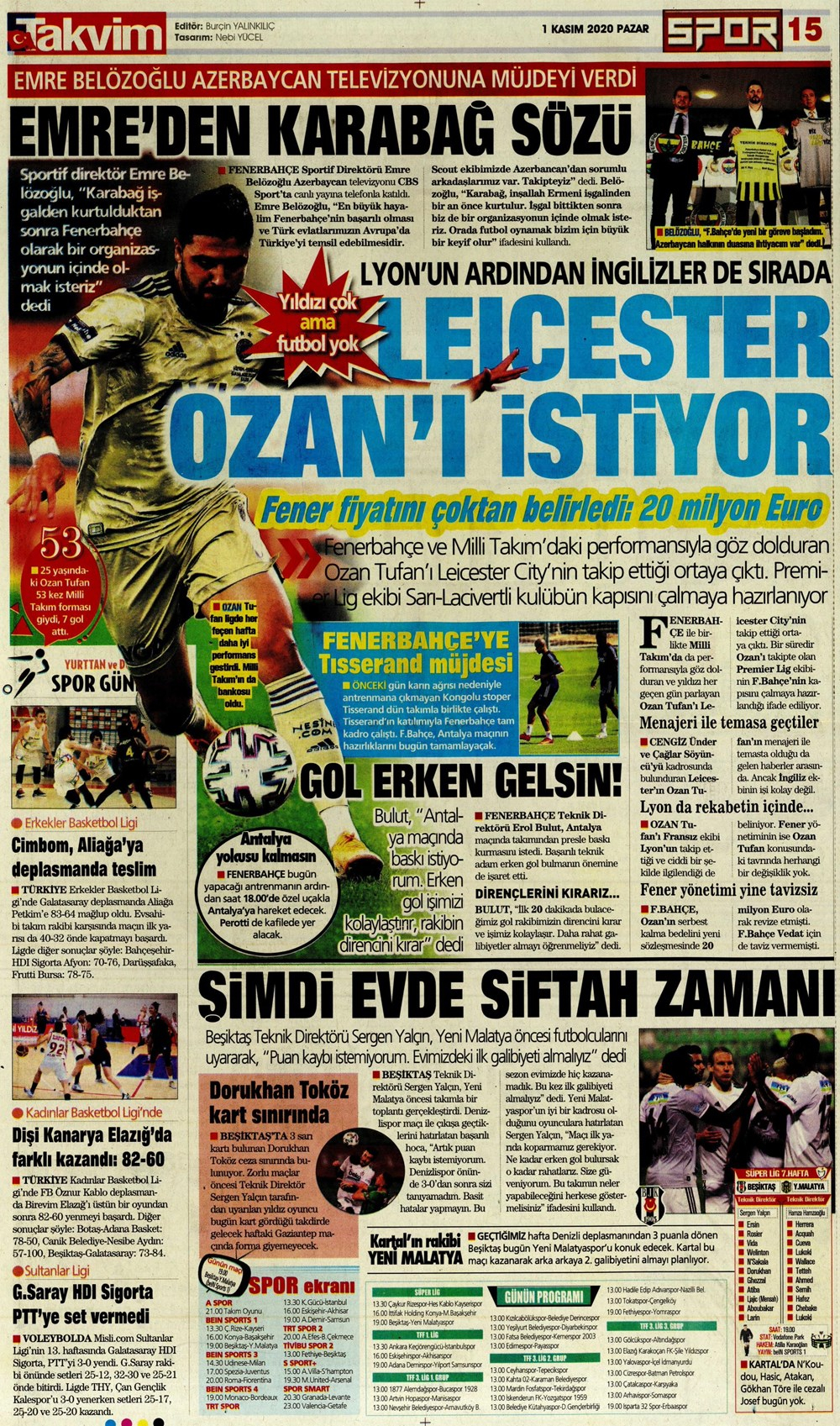 1 Kasım spor manşetleri | 1 Kasım spor gazetesi sayfaları 4