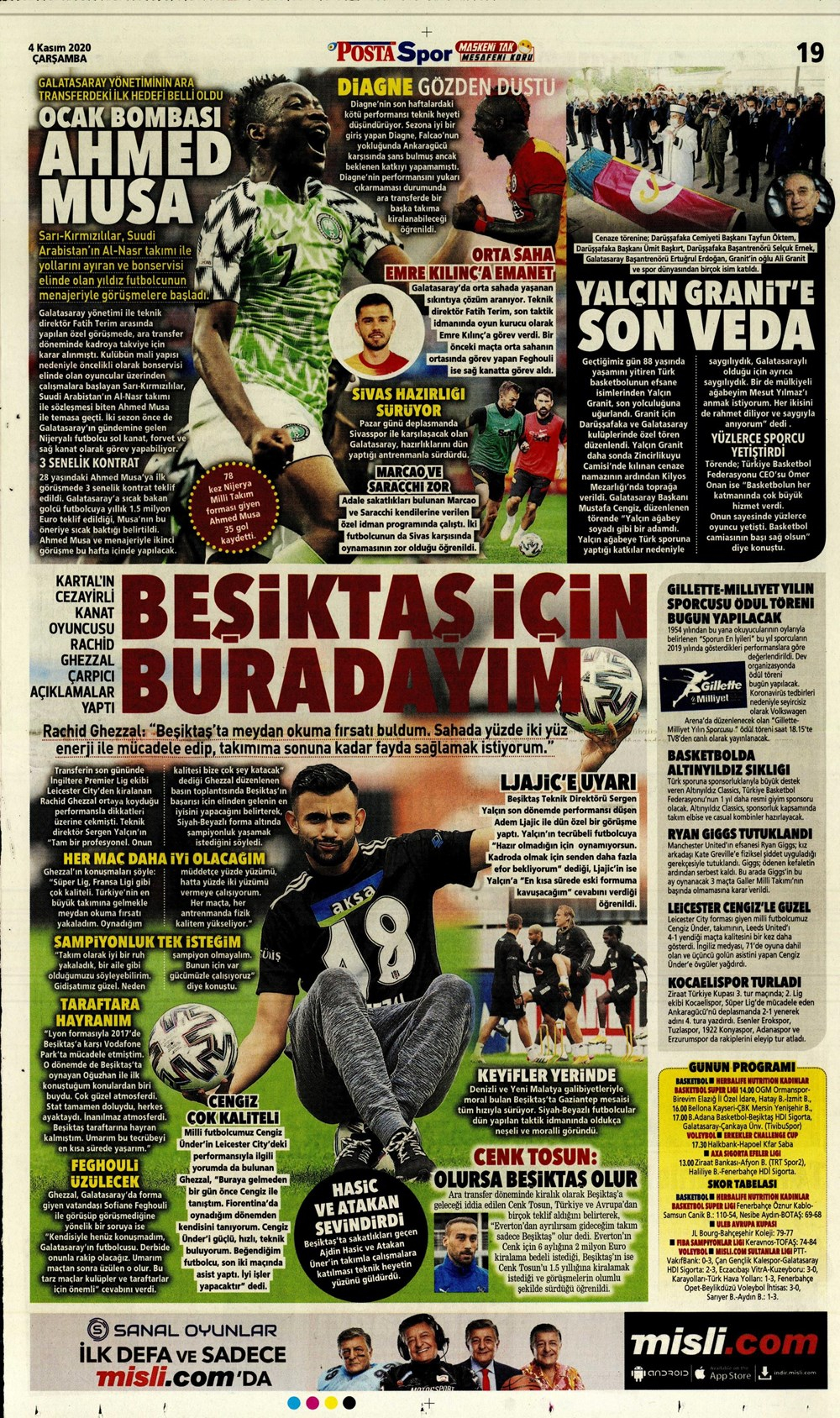 4 Kasım spor manşetleri | 4 Kasım spor gazetesi sayfaları 1