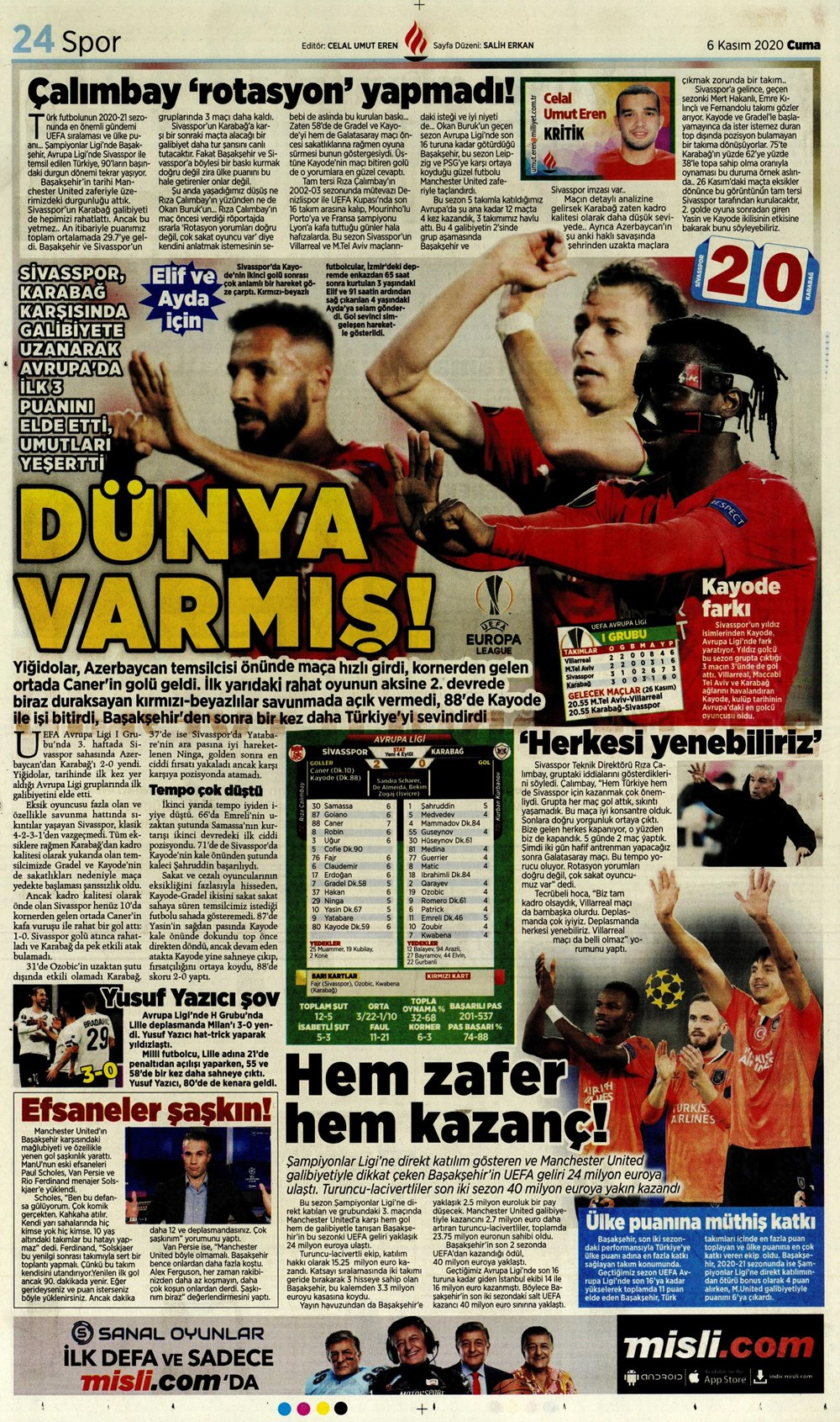 Günün spor manşetleri (6 Kasım 2020) 8