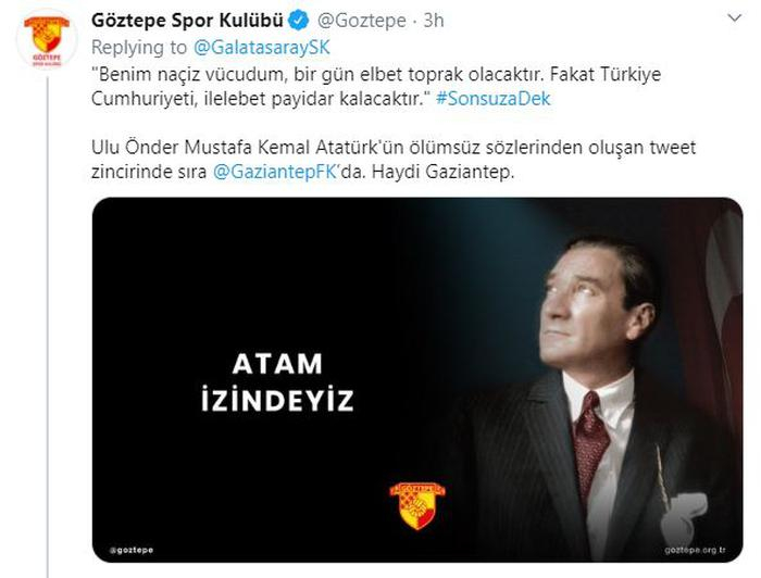 Süper Lig kulüplerinden 10 Kasım için tweet zinciri 7