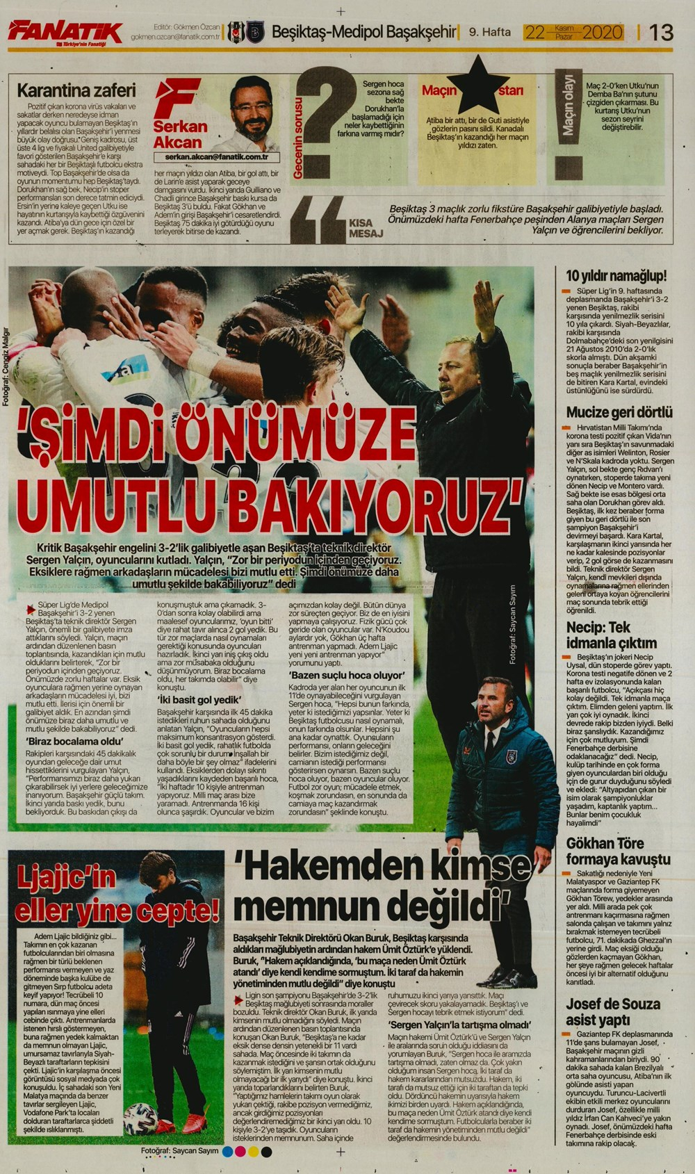 22 Kasım spor manşetleri (Günün spor manşetleri) 20