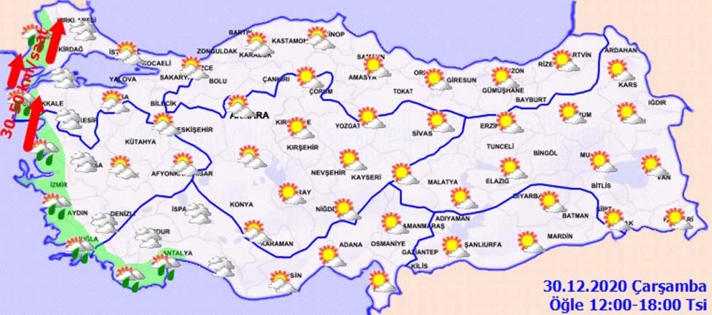 Meteoroloji 30 Aralık 2020 hava durumunu yayımladı! Bugün Hava Nasıl Olacak? 2