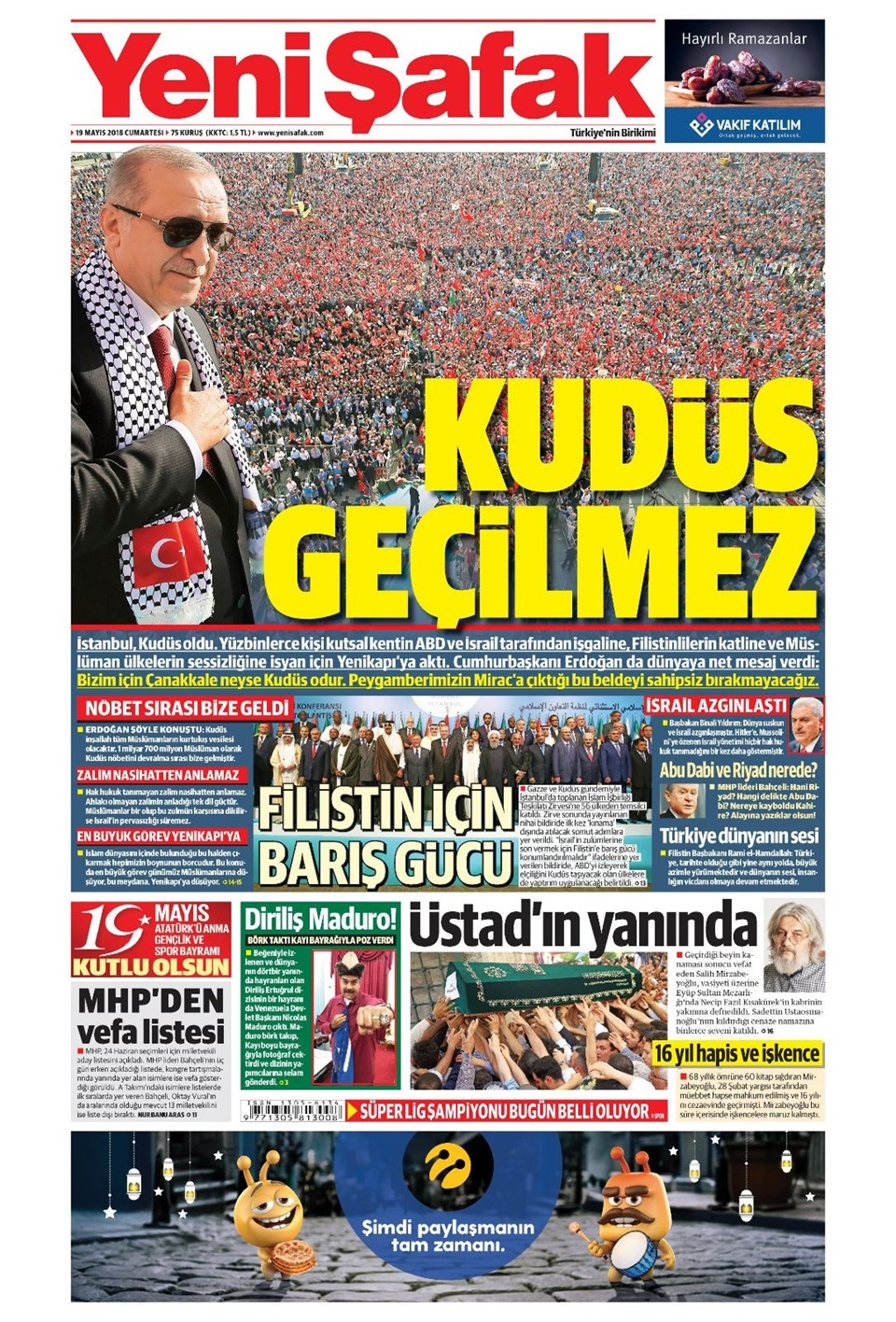 Gazete manşetleri 19 Mayıs 2018 Hürriyet, Milliyet, Yeni Şafak, Sözcü 11