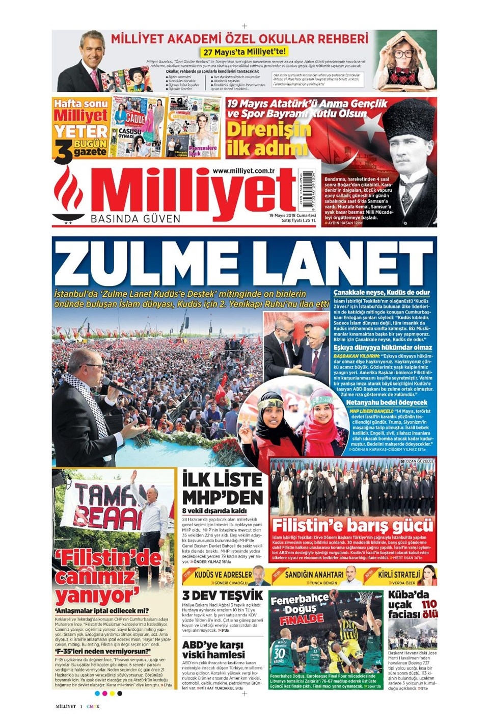 Gazete manşetleri 19 Mayıs 2018 Hürriyet, Milliyet, Yeni Şafak, Sözcü 3