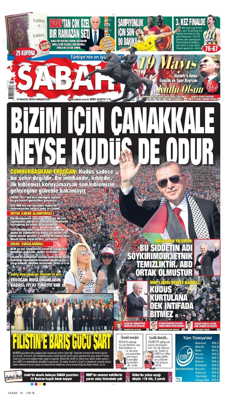 Gazete manşetleri 19 Mayıs 2018 Hürriyet, Milliyet, Yeni Şafak, Sözcü 4