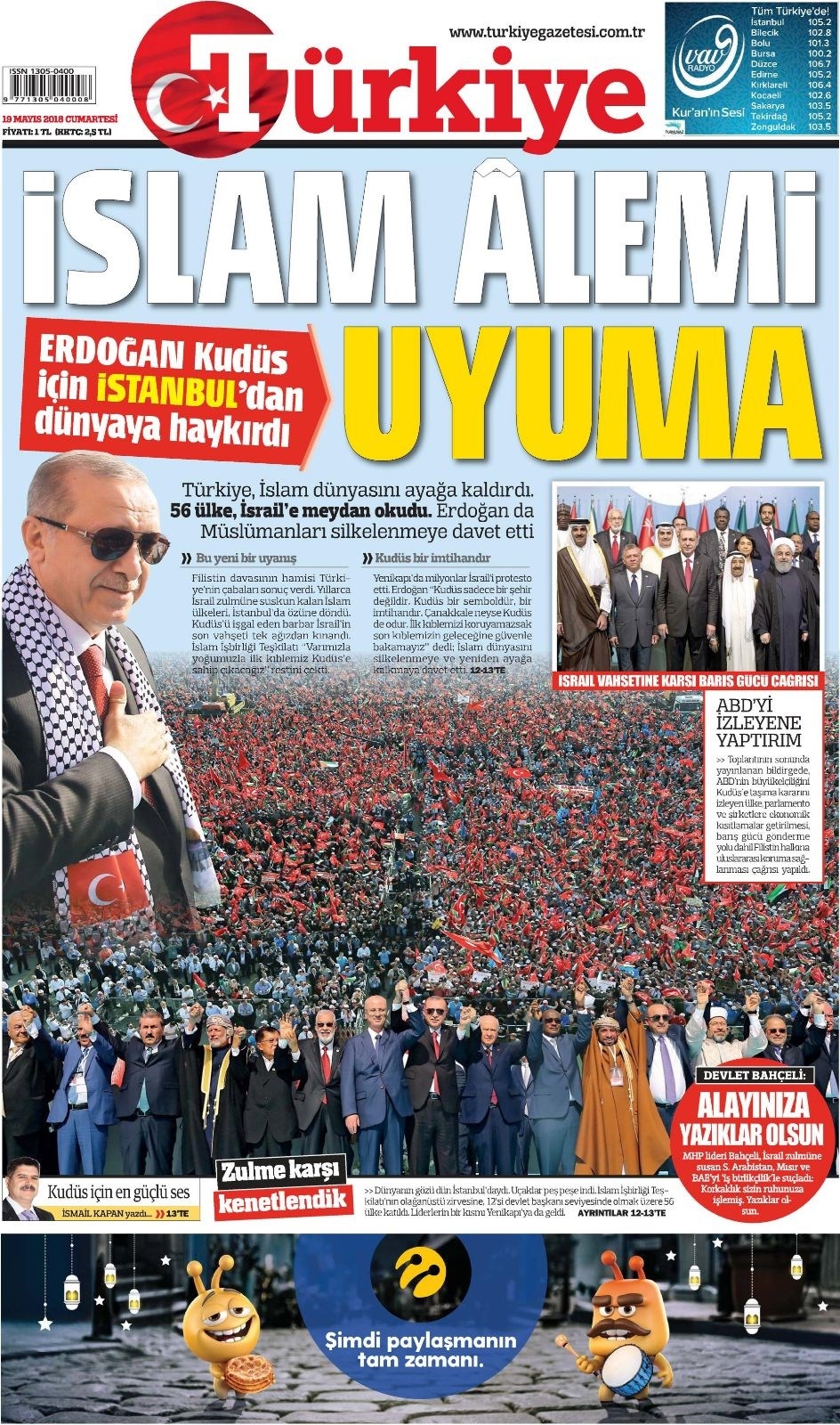 Gazete manşetleri 19 Mayıs 2018 Hürriyet, Milliyet, Yeni Şafak, Sözcü 8