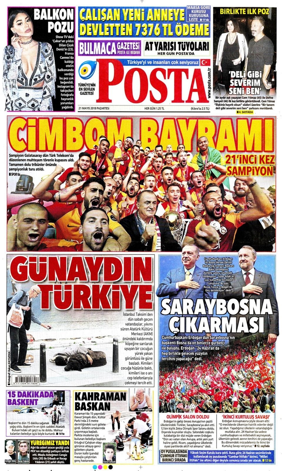 Gazete manşetleri 21 Mayıs 2018  Hürriyet, Milliyet, Yeni Şafak, Sözcü, Fanatik, 13