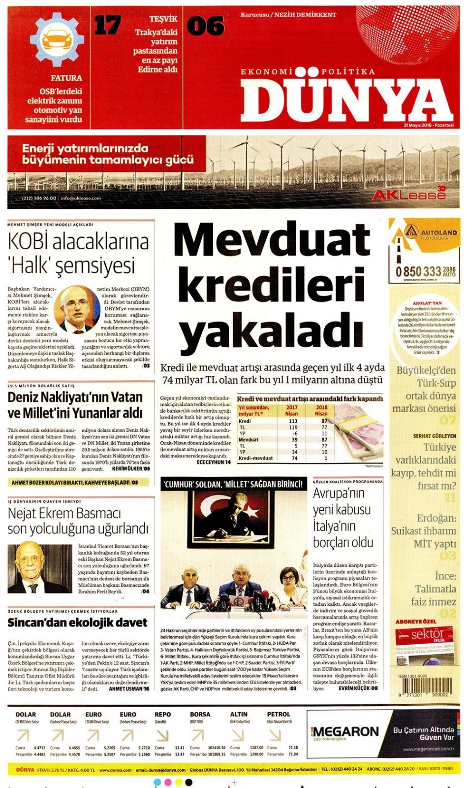 Gazete manşetleri 21 Mayıs 2018  Hürriyet, Milliyet, Yeni Şafak, Sözcü, Fanatik, 14