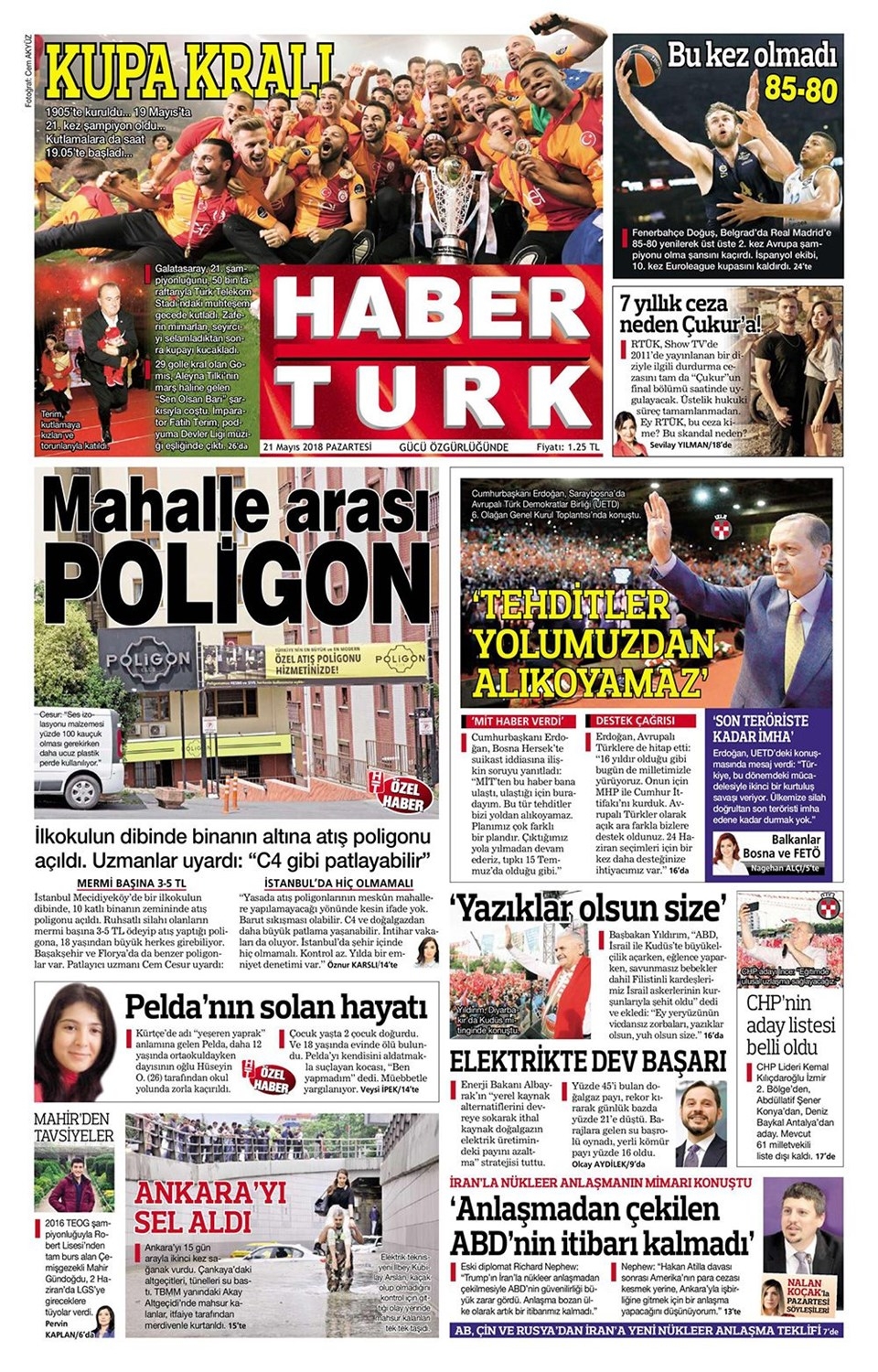 Gazete manşetleri 21 Mayıs 2018  Hürriyet, Milliyet, Yeni Şafak, Sözcü, Fanatik, 2